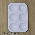 White 6-well plastic mixing palette for watercolor and oil painting 8.8x12.8cm - Rectangle Palette Thickened / 6 Holes