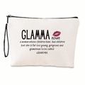 Detailansicht der Kosmetiktasche aus Segeltuch mit GLAMMA-Druck und rotem Kussmund - Glamma Definition Druck / Mit Handschlaufe