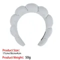 Detailed view of light blue padded sponge headband with cloud texture, 17x18x4cm size - 12-light Gray Terry Cloth Headband