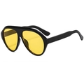 Classic aviator sunglasses with black frame and vibrant yellow lenses in a retro style - Bright Black Yellow (C04)