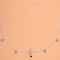 Silver rhinestone waist chain with heart pendants and navel piercing jewelry set - Silver
