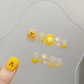 Handmade 3D little yellow duck nail tips set with cute cartoon patterns for kids and women - 1523-Short Round (Adult Style)