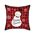 Christmas pillow cover with red and black buffalo plaid and white snowman print - TQR31-15/Merry Christmas Plaid Snowman
