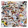 100pcs waterproof equestrian stickers featuring horses and cartoon doodles for luggage - Cartoon Horse Stickers 209-100pcs