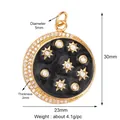 Gold-plated sun moon and star pendant with black enamel and cubic zirconia charms - Star Moon Theme-Large
