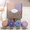 Scented soy candle set in bohemian metal tins with blood orange and violet scents - Ethnic Style A (Blood Orange/Violet/Vanilla/Gardenia)