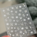 Elegant white snowflake and butterfly nail stickers with gold glitter accents M1275 - M-1275 Butterfly Snowflake (Flat + Gold Stamping)