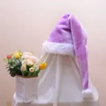 Extra long purple plush Christmas hat with white faux fur trim and pom-pom for adults - 80*32cm / Light Purple Extra Long Santa Hat Adult 80CM