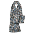 Waterdichte slabbetje voor volwassenen in blauw met vintage bloemen en uilpatroon - Blauwe Uil Bloemen
