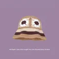 Handmade crochet sunflower bucket hat with striped knit pattern for a retro style - M (56-58cm) / Contrast Striped Sunflower Hat Khaki