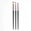 3-piece synthetic wool eye makeup brush set with black handles and rose gold tubes - Black Gold Gradient Style