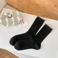 Damen Crew Socken in Schwarz mit eleganter Spitze und atmungsaktiver gerippter Baumwolle - Einheitsgröße / Schwarz