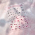 Pegatinas 3D para uñas con lazos y rosas en degradado rosa con un estilo romántico - Estilo de Rosa con Lazo en Relieve 3D (KX468)