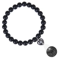 Matte black agate bead bracelet with heart-shaped 100 languages I love you projection - Matte Stone Bracelet