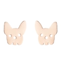 Rose gold French Bulldog stainless steel stud earrings shown as a pair in high detail - Rose Gold