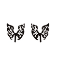 Gothic matte black hollow lung stud earrings made of stainless steel for Halloween - Black