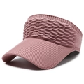 Knit open top sun visor hat in lotus pink with honeycomb wave texture for women - Pink