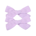 Set of two purple linen bow hair clips for girls with minimalist fabric texture - Bow Hair Clips Set / Purple
