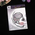 Skeleton style face gems with black round rhinestones and red teardrop jewels - Black & Red Teardrop