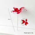 Red and white plush Christmas tree ornament, yarn ball lollipop style, 40cm height - Christmas Flower Stem