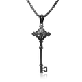 Collana hip hop con ciondolo a chiave decorata nera per uomo e donna trendy - 4.0*600mm / Nero con Catena (4.0*600mm)