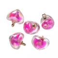 Pink heart acrylic pendants with AB finish and gold loops for DIY jewelry making - Iridescent Rose Red Acrylic (10pcs/pack)