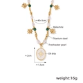 Collana in acciaio al titanio dorato con perle d'acqua dolce, malachite e stelle - Collana Oro