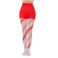 Detail of red and white candy cane striped high-waisted Christmas holiday party stockings - Red White Mixed Striped Tights