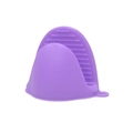 Purple silicone oven mitt with non-slip texture and hanging hole for kitchen heat protection - Purple