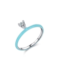 Ring aus S925 Sterlingsilber mit hellblauem Emaille und tropfenförmigem Zirkon-Stein - US Größe 8 / Himmelblauer Birnenstil (RHR1602)