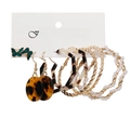 5-piece vintage earring set with pearls, acrylic leopard drops, and gold-tone metal hoops - Dark Green Butterfly Leopard Resin Set (54342)