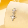 Orecchino a stella a croce in acciaio al titanio con zircone colorato arcobaleno argento - Orecchini a Bottone Con Pendente a Stella Argentata (Pezzo Singolo)(A-450)
