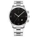 Black Dial Silver Hands Silver Band (Flat End)