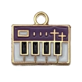 DIY enamel synthesizer keyboard charm in purple and gold for jewelry making - Purple Piano