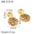 Gouden roestvrijstalen oorbellen met luipaardprint en 18K vergulde afwerking - Bolle Ronde Luipaard Stijl (NB-E1519)