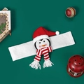 Christmas penguin curtain tieback with white plush strap and striped scarf decoration - Penguin