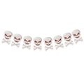 Halloween skull and crossbones garland with 8 grey skulls and red eyes for party decor - Halloween Skeleton Banner