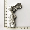 White resin Winged Victory of Samothrace statue magnet showing 8cm height measurement - White Winged Victory