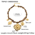 Collana foulard in seta leopardata con ciondoli a cuore in acciaio e pietra naturale - Collana (TXP421-5)