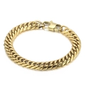Pulsera de hombre de acero inoxidable dorado con cadena cubana de doble tejido y mosquetón - Pulsera (KB153782-Z) / 20cm / Dorado