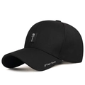 Klassische schwarze verstellbare Baseballkappe für Herren mit Logodruck und Lederaufnäher - Verstellbar / Schwarz