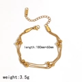 Detailed view of layered gold-tone beaded bracelet with length and weight dimensions - Multi-layer Round Bead Style (TB5159)