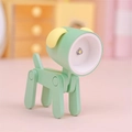 Mini foldable green LED night light and phone stand with yellow animal ears and plastic body - Dog / Green