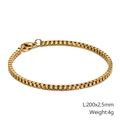 Poliertes goldenes Titanstahl Box-Kettenarmband für Damen und Herren, 200mm Länge - 20cm / Gold 2.5mm (KB126647-Z)