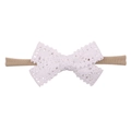 Fascia per capelli neonata con fiocco in pizzo bianco e morbido nylon elastico - Bianco (4)