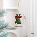 Mini green resin Christmas bell ornament with gold stars, red bow, and jute twine - Blue Bell