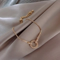 Adjustable gold geometric bracelet with sparkling pavé crystals on a silk background - Gold Circle Style (14#)