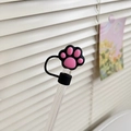 Food-grade silicone straw cover in black and pink cat paw shape for dust protection - Cat Paw Black / 10mm