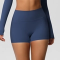 Dettaglio della fascia alta degli shorts da yoga che mostra il supporto e le cuciture piatte - S / Blu Navy