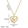 18k gold plated stainless steel hollow heart necklace with bird and flower pendant - Gold Heart Magpie